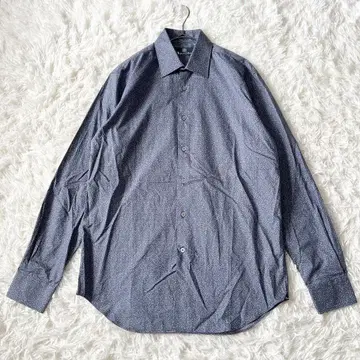 [새상품급] Aquascutum 긴팔 와이셔츠 면 네이비 16 40.5