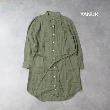 YANUK / 코튼 롱 슬리브 셔츠 원피스 상의 무릎 기장