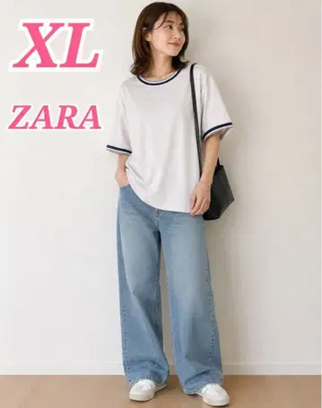 ZARA 자라 반팔 T셔츠 라이트 그레이 배색 컬러 L 봄/여름 엘레강트