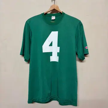 레어 80's Champion 메쉬 T셔츠 그린 넘버링