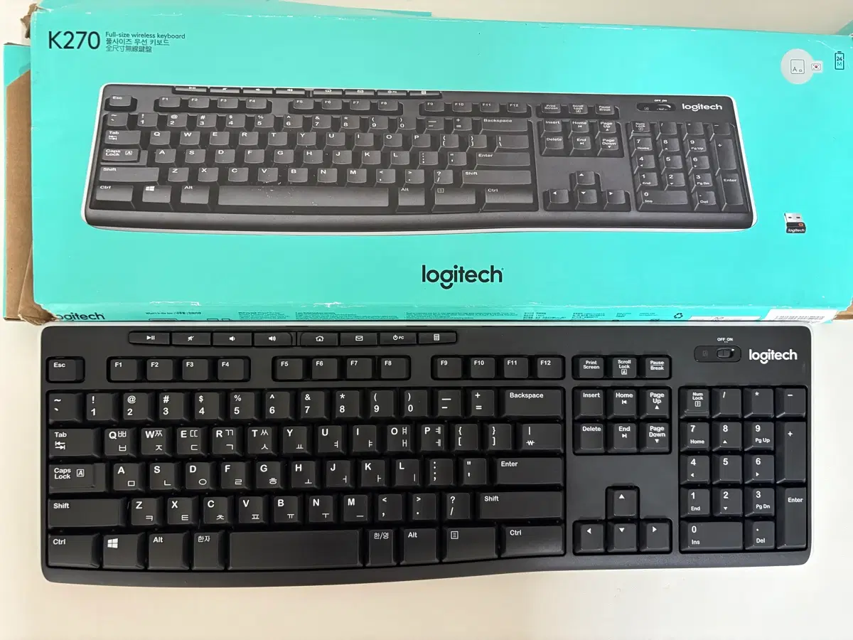 (개봉새상품/반택무배)로지텍 K270 풀사이즈 무선 키보드