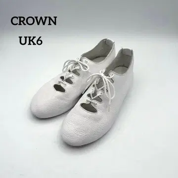 크라운 길리 레이스업 가죽 신발 화이트 UK6 플랫