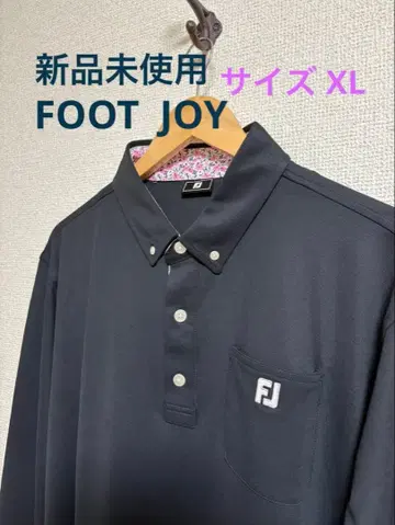 미사용 새상품 FootJoy 긴팔 피케 셔츠 블랙 남성용 XL