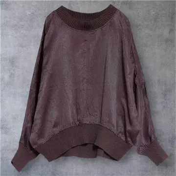ma couleur 마클레르 새틴 빈티지 돌먼 리브 풀오버