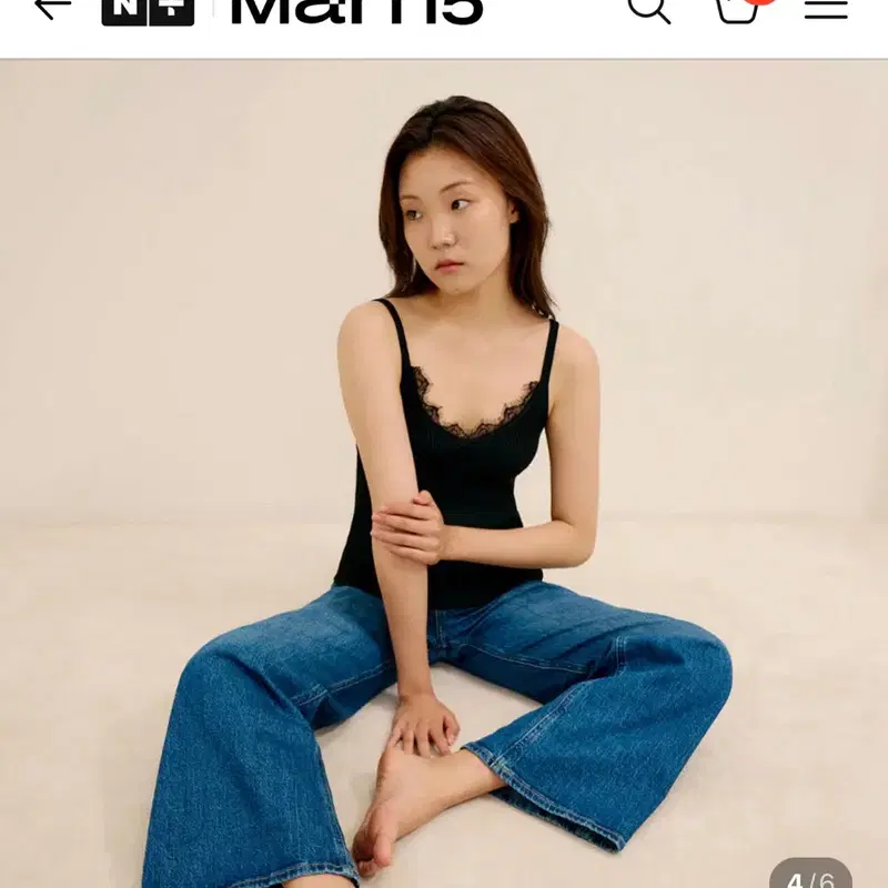 새상품 택0 마른파이브 Marn5 레이스 끈나시 검정