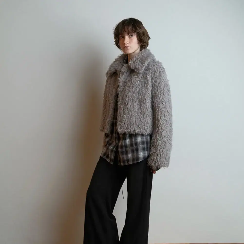 Sinoon heavy mix fur jacket ash brown Sinoon heavy mix fur