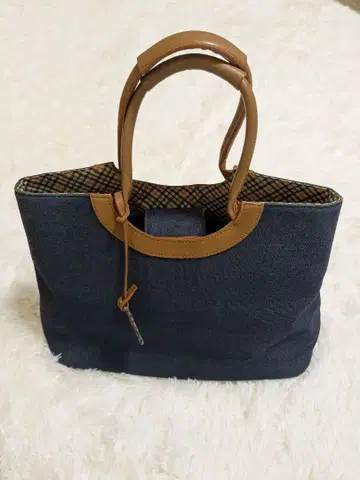 [새상품급] DAKS 토트백 데님풍 체크 무늬