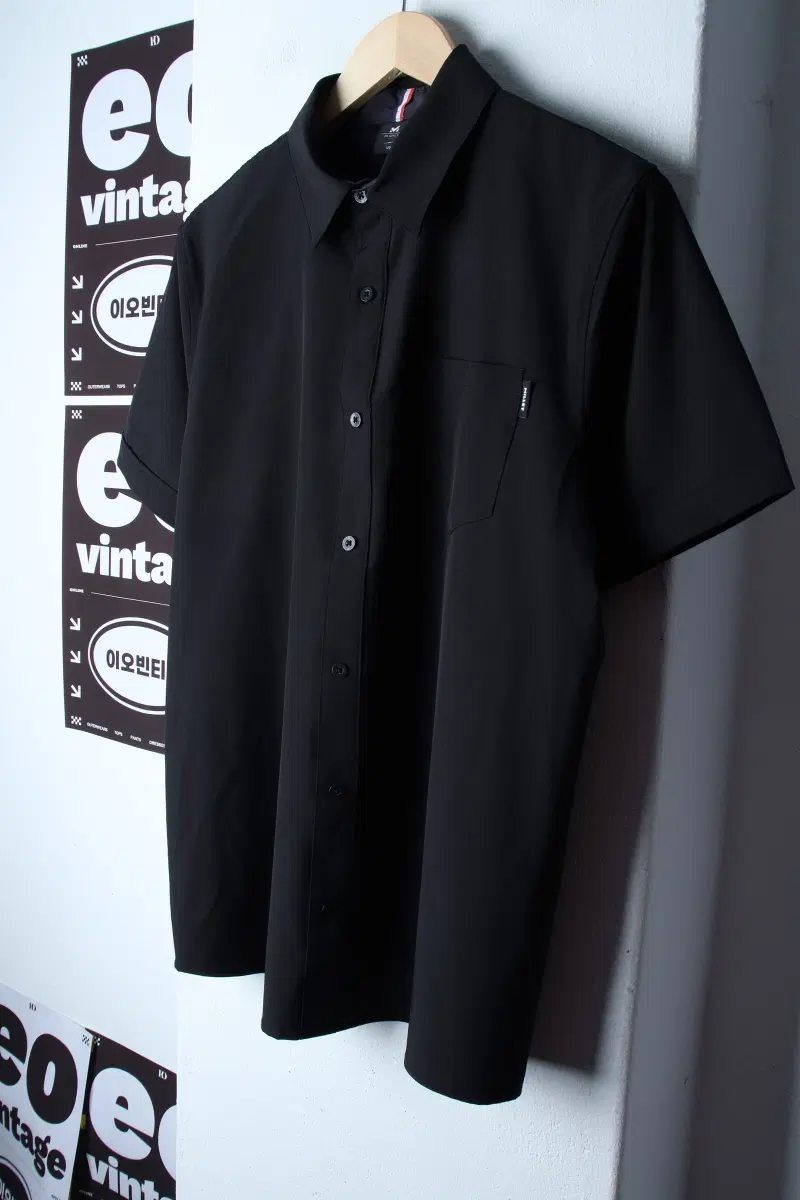 (L-XL) 밀레 반팔셔츠 남방 골프 기능성 블랙 폴리-H34102