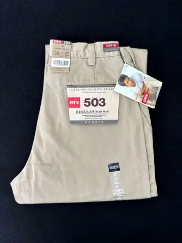 미사용 EDWIN 503 KHAKIS 치노 팬츠 W30 종이 택 포함