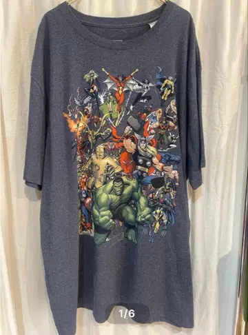 MARVEL 마블 캐릭터 집합 T셔츠 그레이