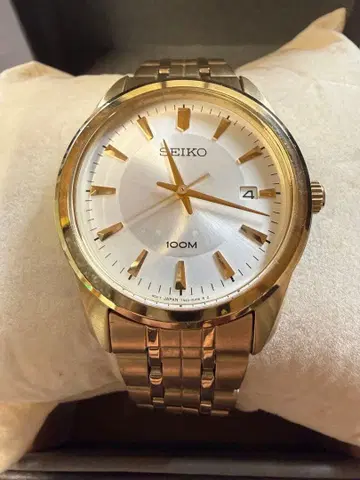(새 배터리 교체 완료) 작동품 SEIKO 세이코 남성용 손목시계 골드