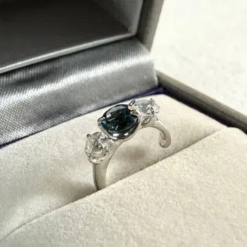 스타 주얼리 K10 블루 토파즈 이어커프 화이트 골드