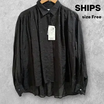 쉽스 SHIPS 도트 자카드 시어 블라우스 현행 모델 고급 블랙
