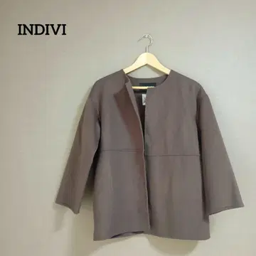 INDIVI 해밀턴 램스울 코트 노카라 숏 기장 36