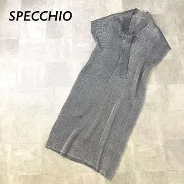 새상품급 SPECCHIO 플리츠 보타이 슬리브리스 원피스 그레이