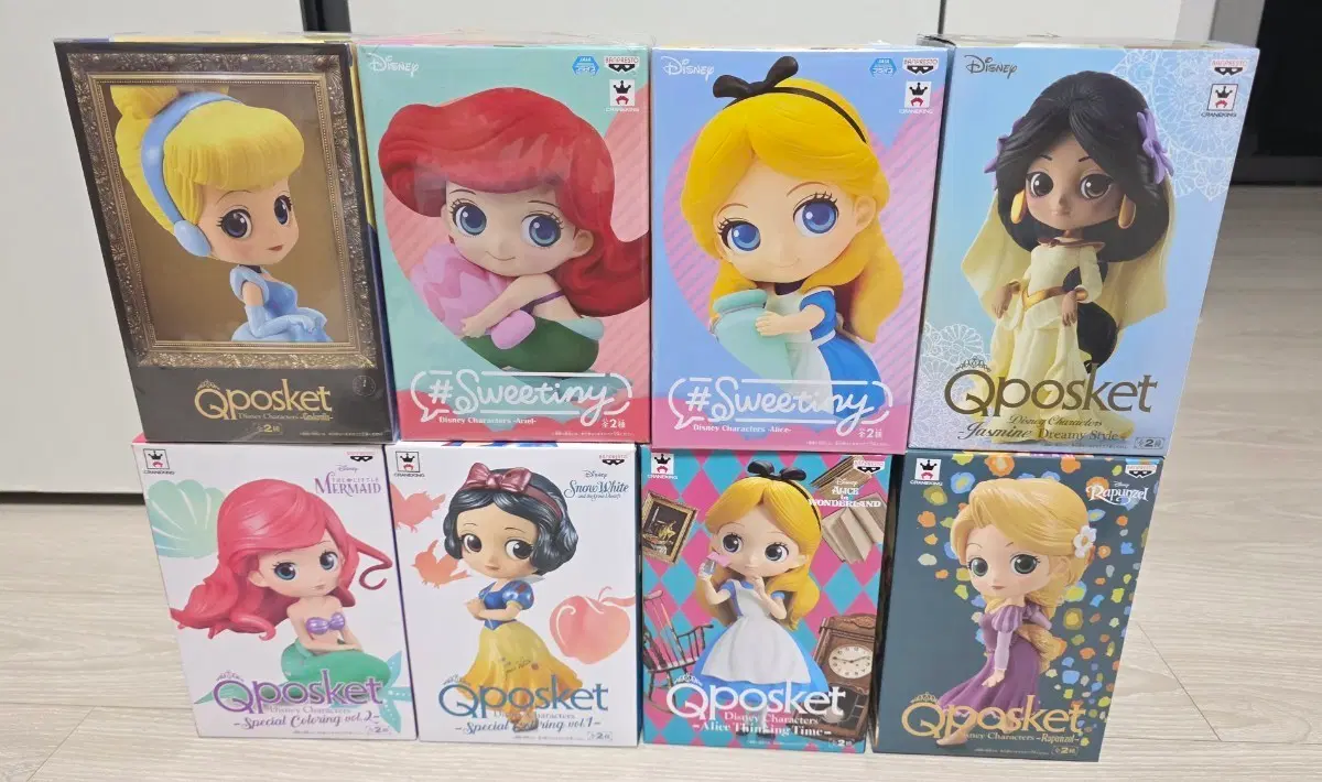 디즈니 Qposket 피규어 큐포스켓 공주 시리즈 일괄 팝니다.