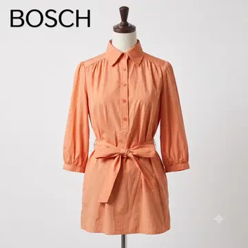 새상품급 BOSCH 리본 벨트 셔츠 튜닉 블라우스 오렌지 38