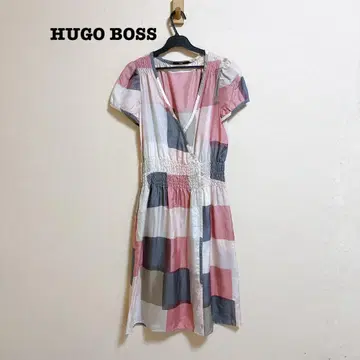 HUGO BOSS 실크 100% 랩 원피스 체크