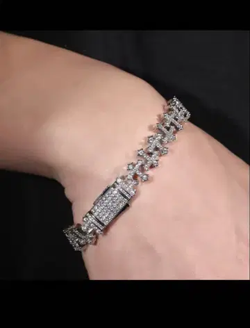[GRA 감정서 부속] iced out 최고급 크로스 팔찌 모이사나이트