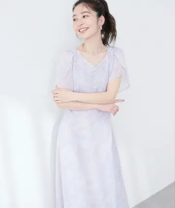 natural couture 개더 벌룬 튤립 슬리브 원피스