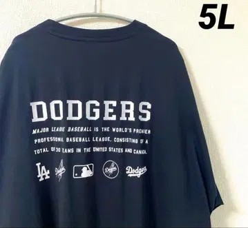 빅 사이즈 MLB 다저스 반팔 T셔츠 부분 자수 영문 블랙 5L
