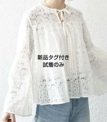 SHIPSany 플라워 레이스 자수 블라우스