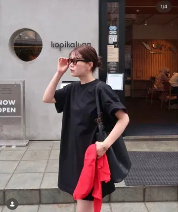 베이스먼 오버사이즈 크루넥 반팔 T셔츠 블랙