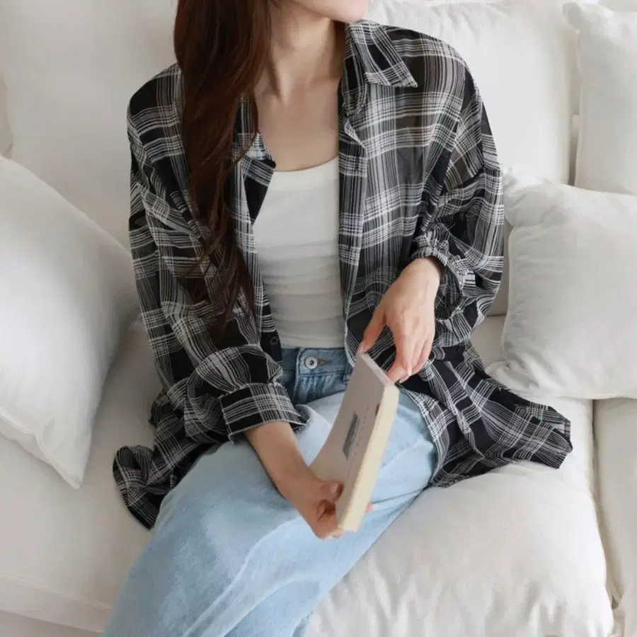 새상품 체크 오버핏 셔츠 프리