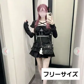 HONEY MEW 허니뮤우 티어드 프릴 스커트 블랙 프리
