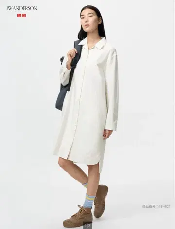 UNIQLOJW ANDERSON 오픈 카라 옥스퍼드 셔츠 원피스