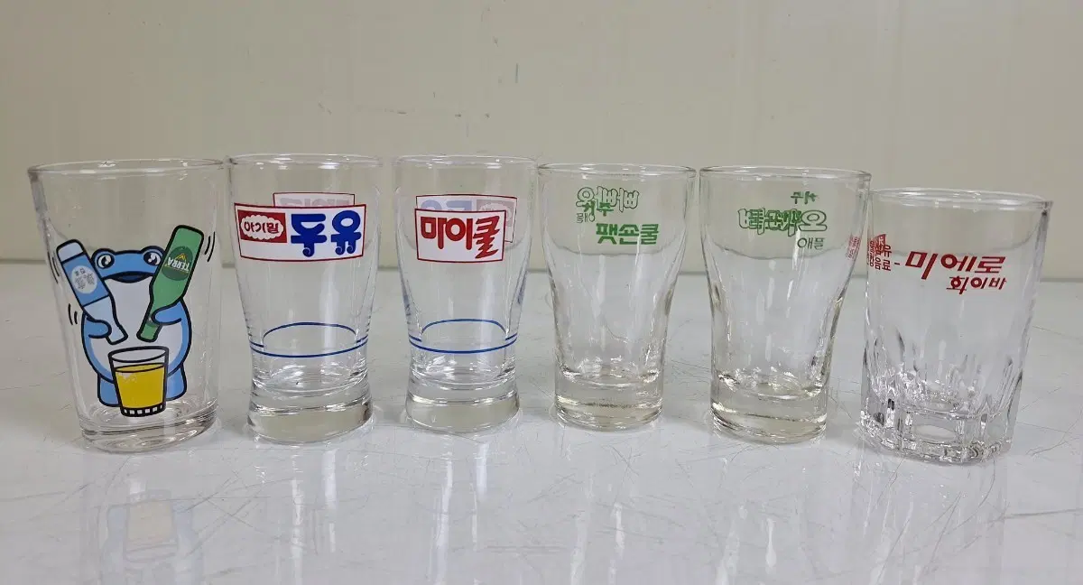 수집 취미 고전잔 유리잔 우유 음료잔 6개