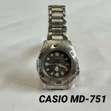 CASIO 손목시계 실버 MD-751 쿼츠 시계 날짜 아날로그