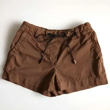 브루넬로쿠치넬리 숏팬츠 코튼 가죽 벨트 끈 브라운