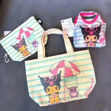 새상품 완판 Sanrio Kuromi 토트백 파우치 에코백 3종