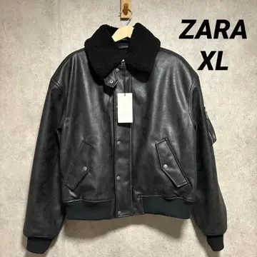 ZARA 인조 가죽 탈부착 넥 자켓 XL