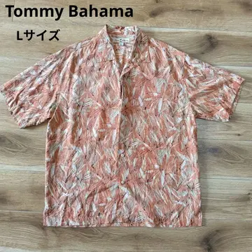 Tommy Bahama 토미 바하마 알로하 셔츠 실크 리프 오렌지 L