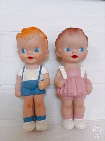 레트로 소프트 비닐 인형 남녀 인형 세트 빈티지 잡화
