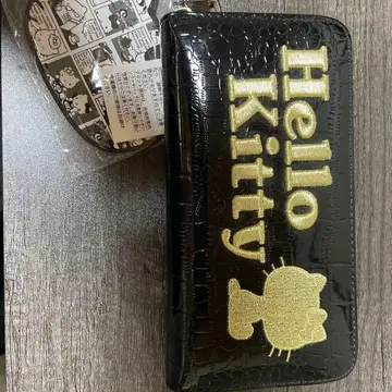 Hello Kitty 악어 엠보싱 장지갑 블랙