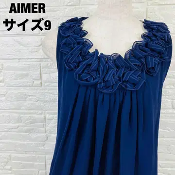 AIMER 네이비 슬리브리스 원피스 쉬폰 로제트 장식 [ 2529 ]