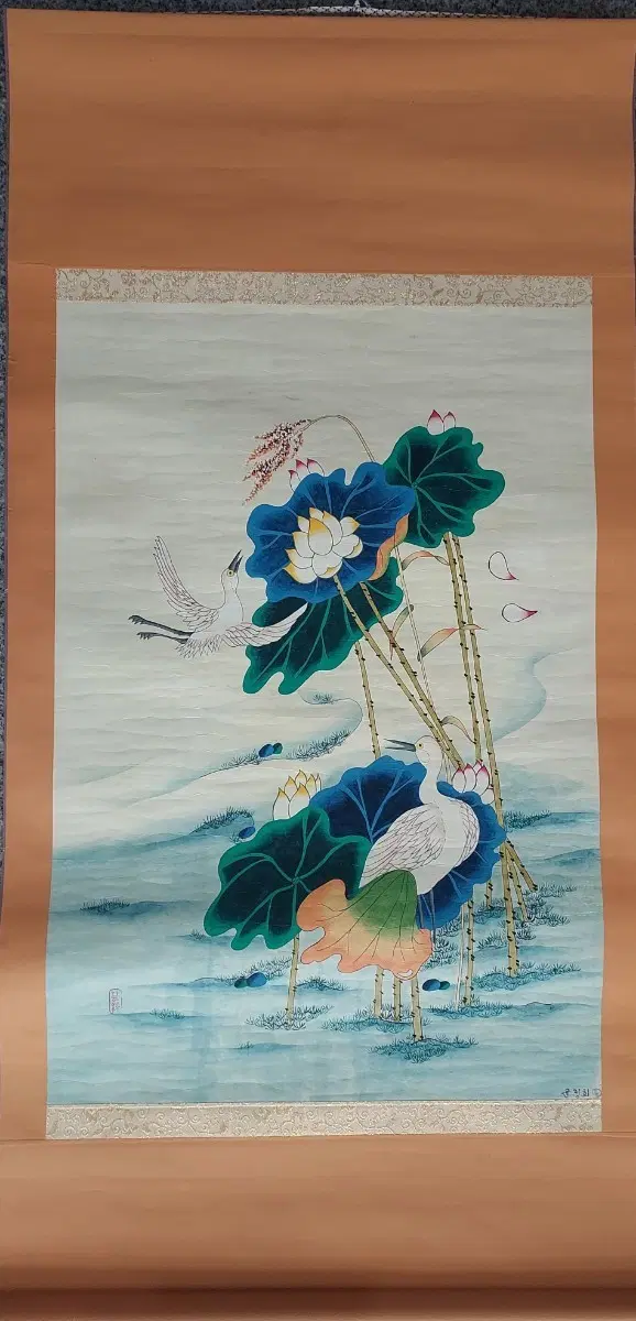 고서화 민화 연꽃 학 그림 족자