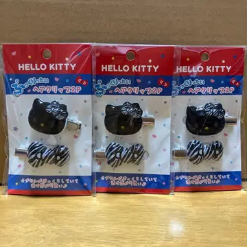 HELLO KITTY 통통 헤어 클립 2개 세트 제브라 패턴 3개 세트