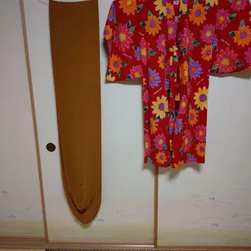 MIKI HOUSE 유카타 120cm 꽃무늬 레드 오비 세트