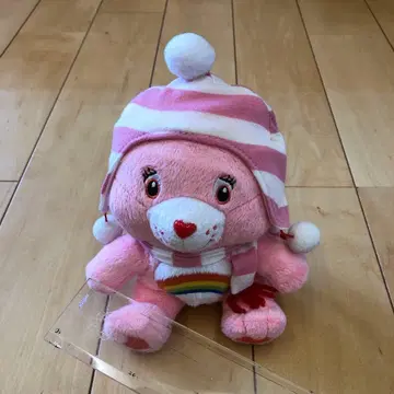 케어 베어 봉제 인형 핑크 머플러 모자 포함