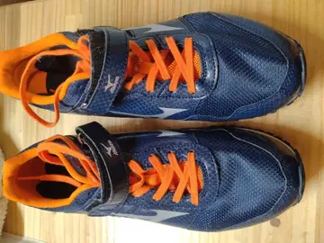 MIZUNO 스니커즈 네이비 오렌지 벨크로 테이프