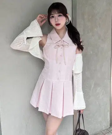 Olive des Olive 슬리브리스 셔츠 미니 원피스 핑크 F 사이즈