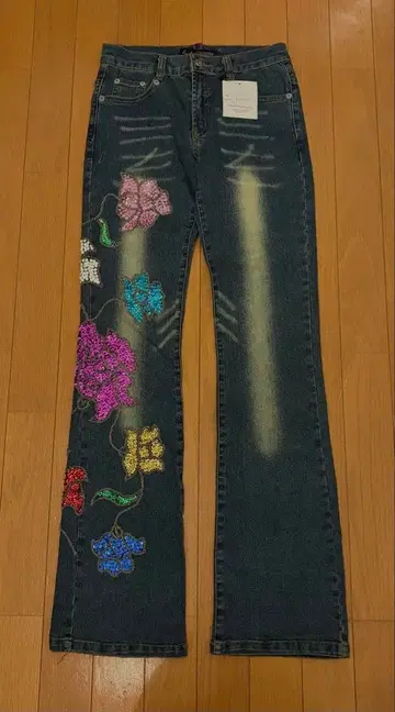 스팽글 꽃무늬 데님 y2k 헤이세이 갸루 페어리 그런지