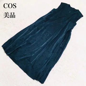 COS 코스 원피스 롱 기장 다크 그린 광택 42 U423