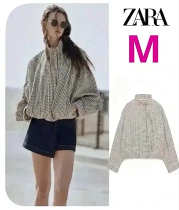 ZARA 체크 무늬 봄버 자켓