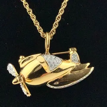 스와로브스키 목걸이 비행기 모티브 골드 SWAROVSKI