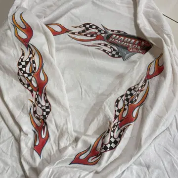 90s 할리데이비슨 체크 무늬 깃발 파이어 프레임 롱t